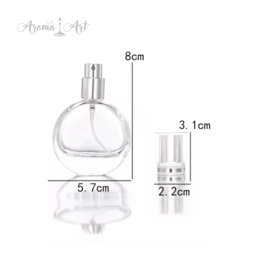 Parfymflaska 25 ml, rund med spraymunstycke